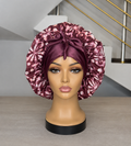 Burgundy mix Adire × Silk Reversible Hair Bonnets