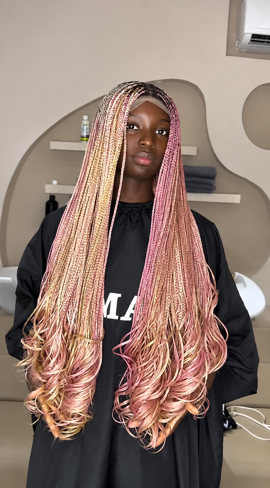 Cherry and pure diamond platinum blonde mix French curls