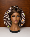 Brown multicolor Adire × Silk Reversible Hair Bonnets
