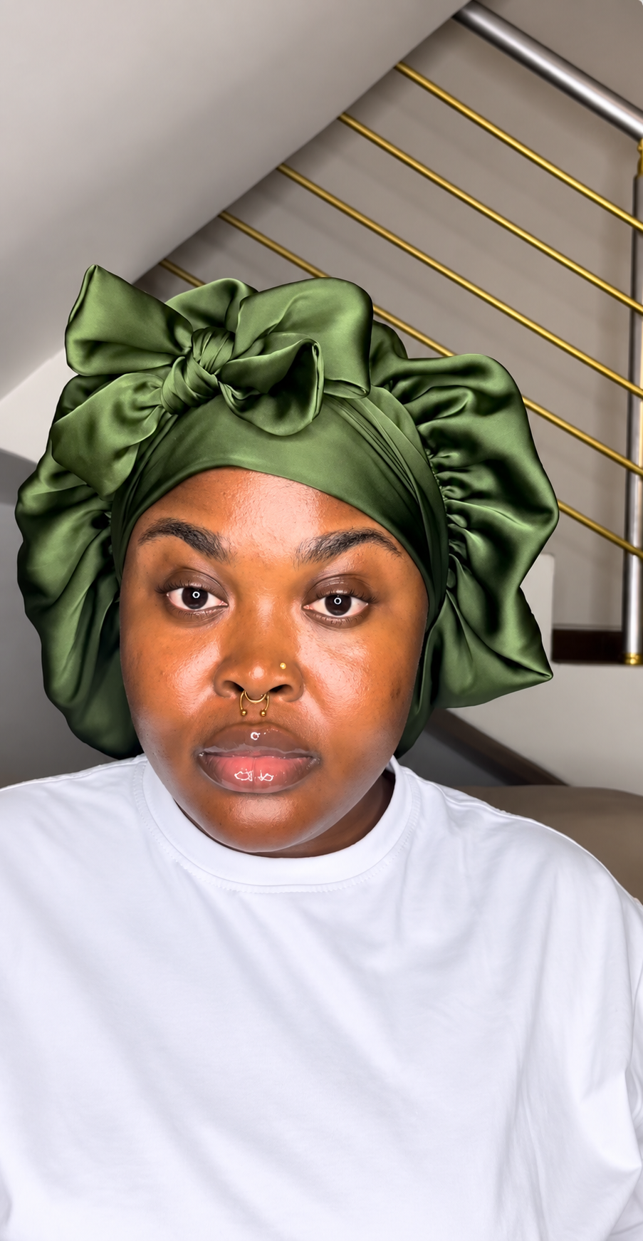 Green mix Adire × Silk Reversible Hair Bonnets